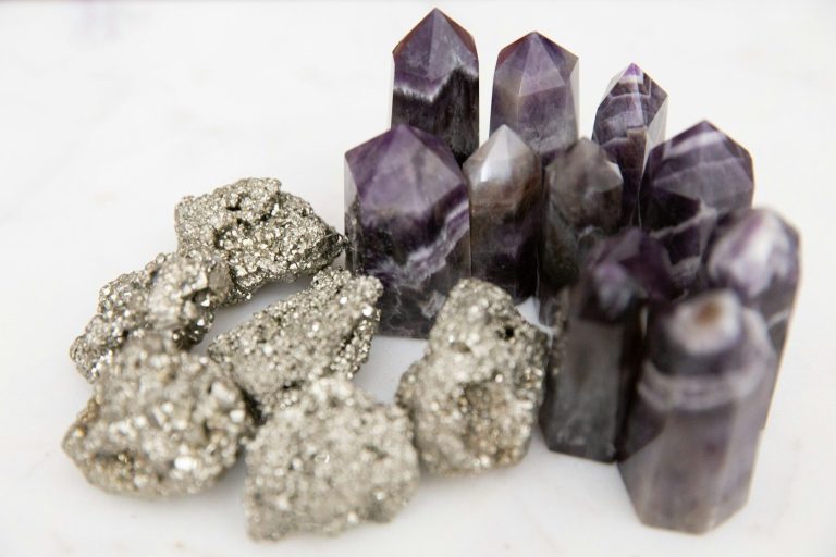 Pyrite and Amethyst Points